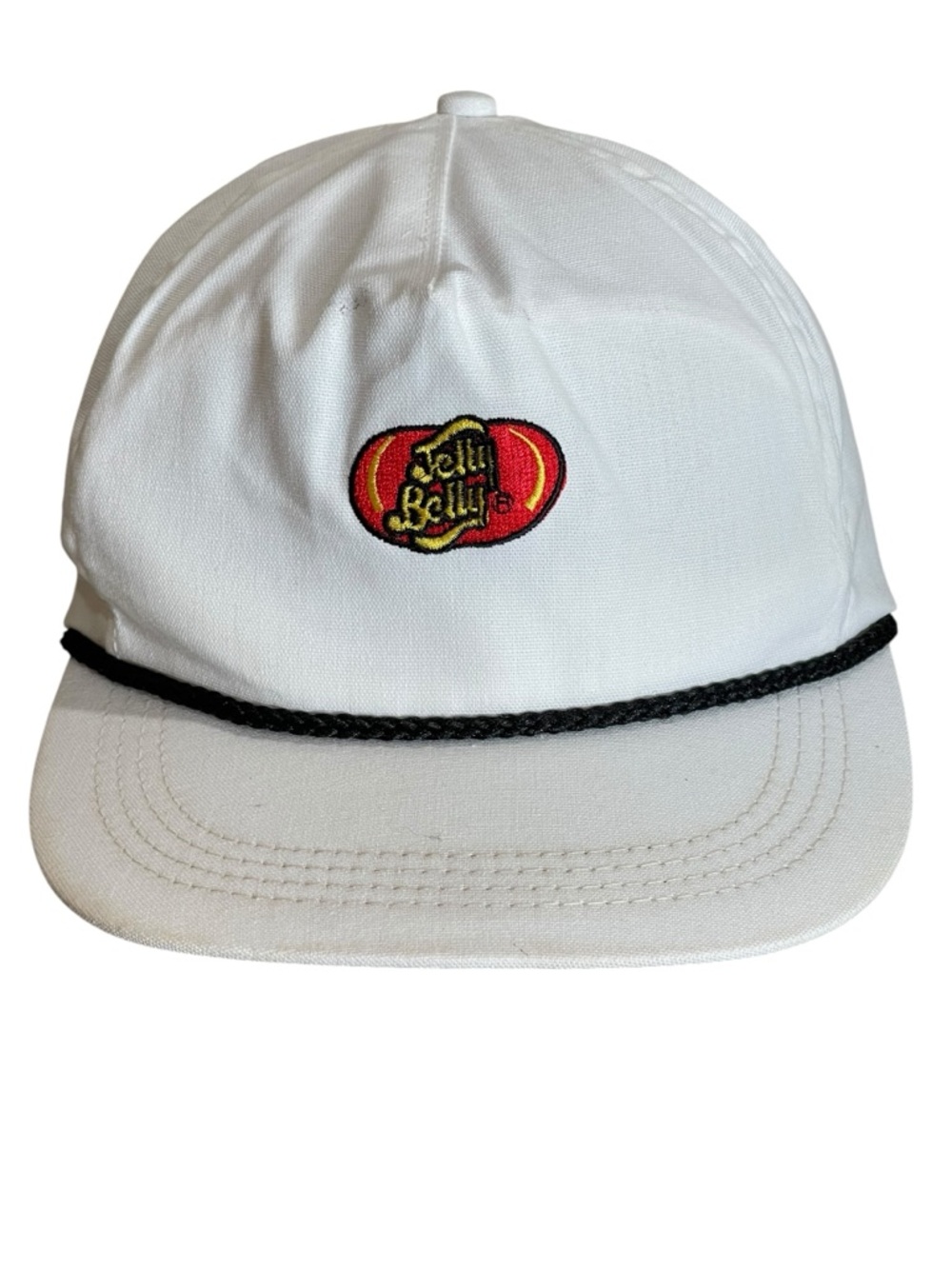 Jelly Belly Patch Vintage Style White Rope Hat 5 Panel